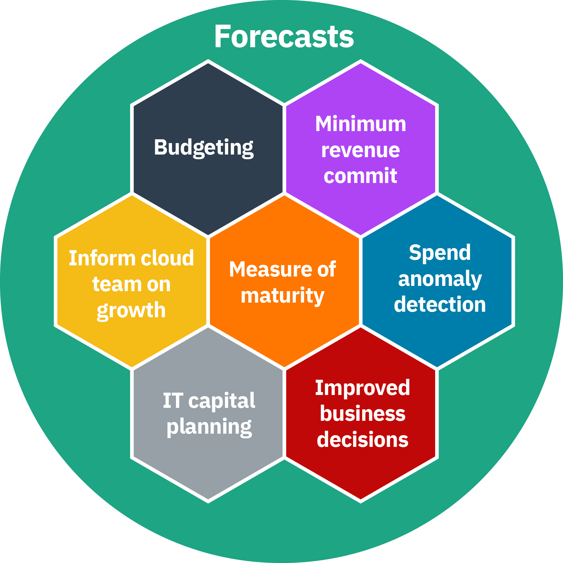 Diagram with reasons why forecasting is important to your FinOps team and organization.