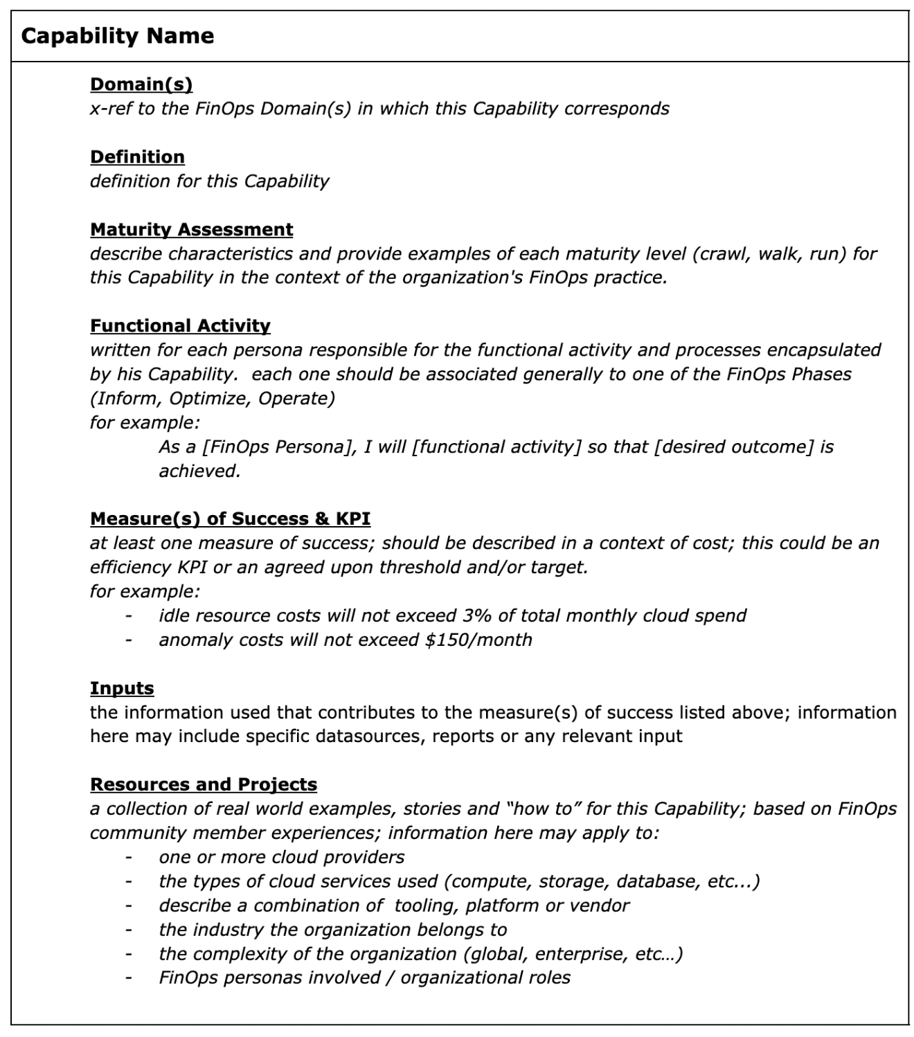 The structure of a FinOps Capability